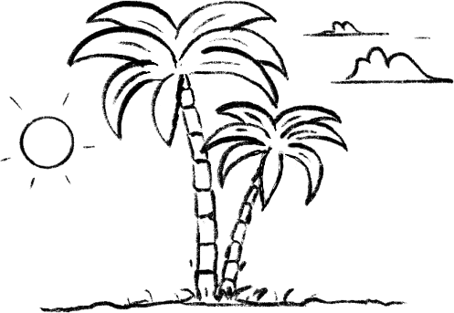 A palm tree with no fruit on it.